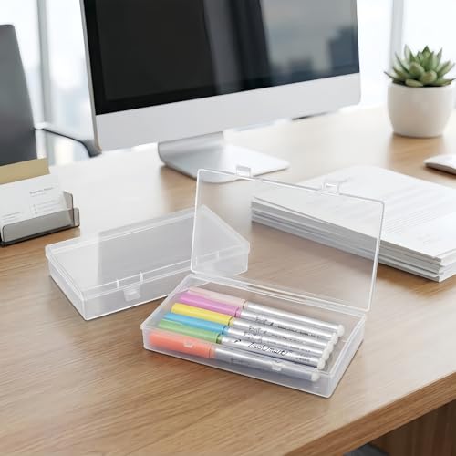 LJY 12 Pieces Rectangular Empty Mini Clear Plastic Organizer Storage Box Containers with Hinged Lids (6.1 x 3.3 x 1.2 inch, Transparent) - color: Transparent, size: 6.1 x 3.3 x 1.2 inch