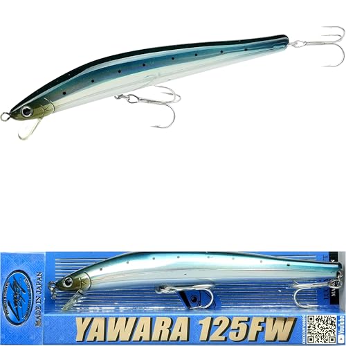 Lucky Craft FlashMinnow 125 YAWARA Saltwater Fishing Lure, Jerkbait for Halibut and Sea Bass, Long Casting Fishing Gear, Slow Sinking 5in 0.7oz, Tackle Box and Fish Accessories - color: 7714 Metallic Sardine, size: 125FW, style: No Scales