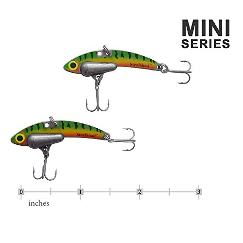 SteelShad - Mini Series (1/4 oz) - 2 Pack - Lipless Crankbait for Freshwater Fishing - Perfect for Ice Fishing, Pan Fishing, Crappie, Walleye and Bass - color: Perch (Firetiger)