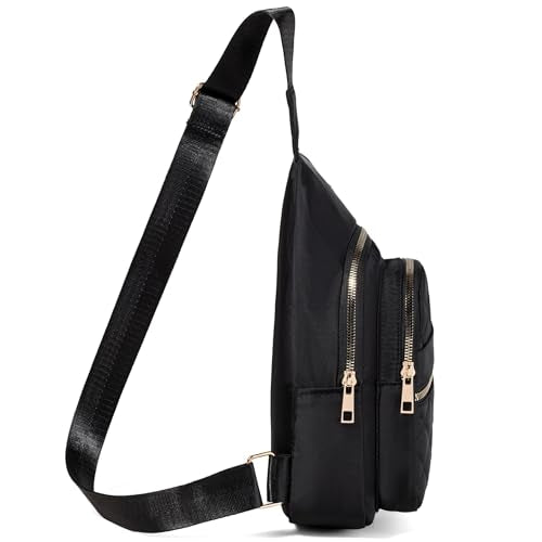 Banelu Small Sling Bag Crossbody Sling Backpack for Women Trendy, Small Crossbody Purse Cross Body Bag for Hiking Traveling - color: O Black