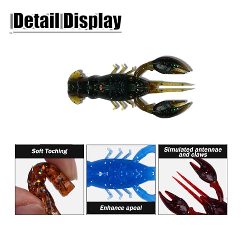 Crawfish Lure Soft Plastic Bait for Bass Fishing 1.97in/2.2g FS/RE-05 - style: 40pcs
