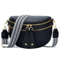 KKXIU Crossbody Sling Bag for Women Trendy Fanny Pack Vegan Leather Chest Bag | Trendy - color: All Black