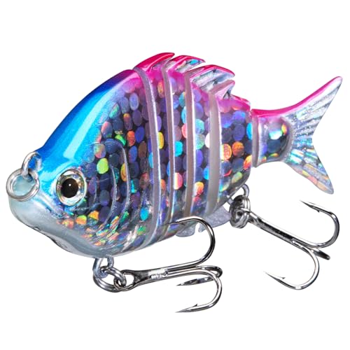 Bassdash SwimPanfish 2.5”/0.34oz Hard Bluegill Swimbaits Multi Jointed Topwater Trout Bass Fishing Crank Lure,Pack of 4 - color: GBPG