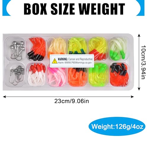 Soft Plastic Fishing Lure Jig Head Hook Kit,Grub Worm Lures Crappie Jigs Head Grub Tail Swimbait Tube Bait Jigs for Saltwater Freshwater, Trout Crappie Fishing - color: 110PCS Sets