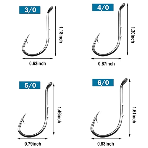 Octopus Baitholder Fishing Hooks, Sharp Barbed Beak Fish Hooks Black High Carbon Steel Circle Jig Hook, Size: 8# - 6/0, 50/100pcs - size: 6#-100PCS