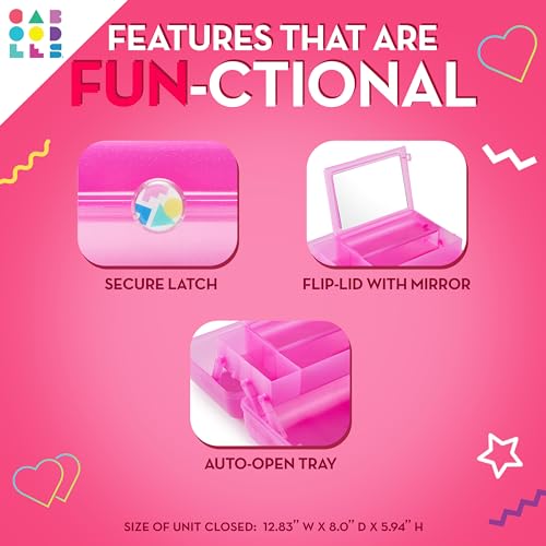 Caboodles On-The-Go Girl Makeup Box, Deep Pink Sparkle, Hard Plastic Makeup Organizer Box, Built-In Mirror, Secure Latch for Safe Travel, Spacious Storage for Large Items - color: Deep Pink Sparkle