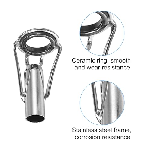 PATIKIL Fishing Rod Tip Repair Kit Stainless Steel Ring Guide for Saltwater Freshwater Fishing - color: Black,Silver