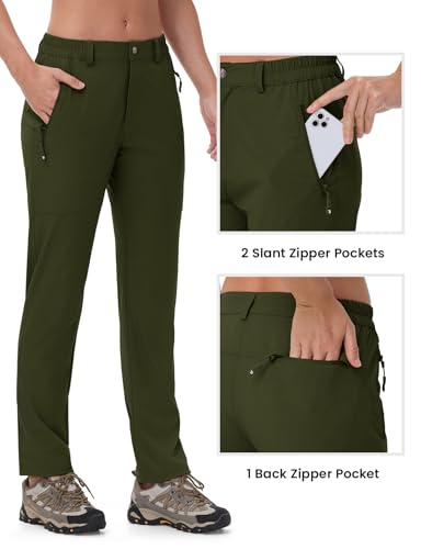 Rdruko Women's Hiking Pants Lightweight Quick Dry Water Resistant Outdoor Travel Fishing Pants with Pockets - color: 02 Army Green, size: XX-Large