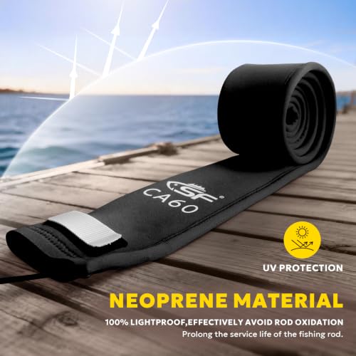 SF Neoprene Fishing Rod Sleeve Rod Cover for Casting, Spinning, Trolling Fishing Rods Protect Cover Floating Rods Storage Case,Hook Resistant - color: Black-1, size: Length:60 in, style: Spinning