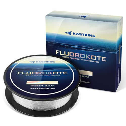 KastKing Fluorokote 100% Fluorocarbon Coated Fishing Line, Fluorocarbon Leader, Extreme Clarity,Fast Sinking,Shock Resistant, High Abrasion Resistance - size: 15LB(500Yard)