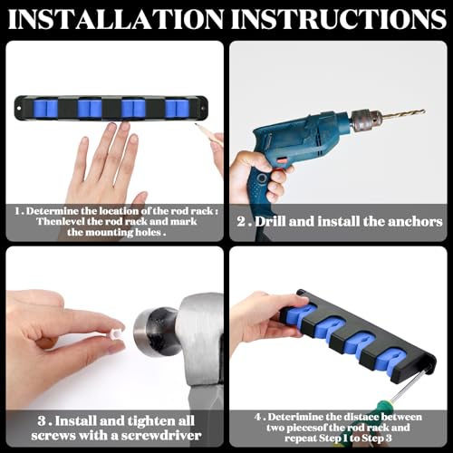 Sratte 4 Pcs Rod Holders for Fishing Boat Wall Mount Fishing Pole Holders Horizontal EVA Foam Garage Rod Rack Summer Boat Accessories for Men Gifts - color: Blue, size: 9.7 Inch