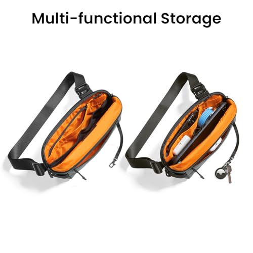tomtoc Compact EDC Sling Bag 3L-10L, Minimalist Crossbody Bag Chest Shoulder Pack for Men Women, X-pac/Recycled Polyester - color: X-pac Gray, size: S(Fits iPad Mini)