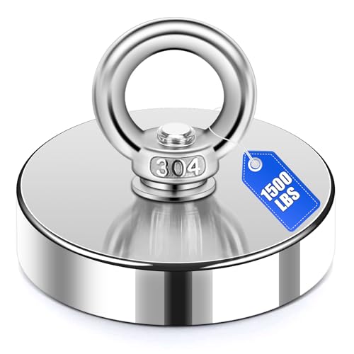 DIYMAG Super Strong Neodymium Fishing Magnets, 1500 lbs(680 KG) Pulling Force Rare Earth Magnet with Countersunk Hole Eyebolt Diameter 4.72 inch(120mm) for Retrieving in River and Magnetic Fishing - size: 120mm