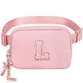 Personalized Belt Bag for Women Girls - Gifts for Girls 10-12 Years Old Fashion Mini Waist Packs with Adjustable Strap Trendy Travel Fanny Pack Crossbody Bags with Initial Letter - color: Pink, style: L