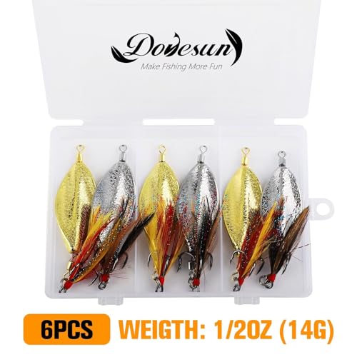 Dovesun 6 pcs Fishing Jigging Spoon Lures for Freshwater Saltwater Casting Spoon with Treble Hook Jig Swivel Hard Metal Spinner Baits for Bass Trout Pike Salmon 1/5oz 1/4oz 3/8oz 1/2oz - color: 6pcs-1/2oz-14G