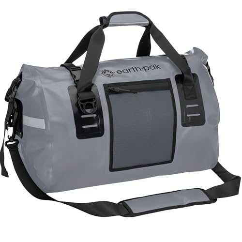 Earth Pak Waterproof Duffel Bag - Heavy Duty Motorcycle Dry Bag with Large Storage Space Perfect for Traveling, Camping, Kayaking, Fishing & Canoeing Bag 50L/70L/90L/120L Sizes - color: Gray, size: 120L