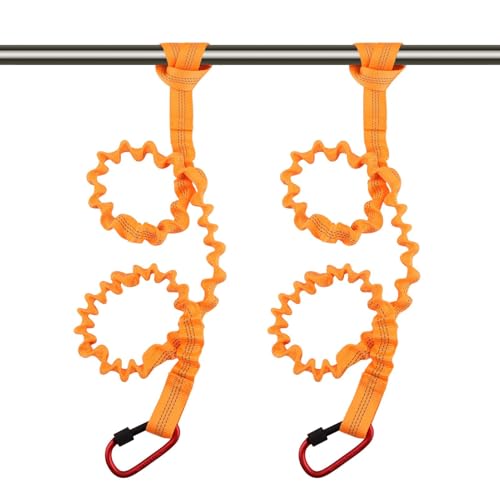 Kayak Paddle Leash, Stretchable Coiled Rod Leash for Kayak, Paddleboard Paddle and Fishing Rod, Extended Length 5"-7", Fishing Accessories for Kayak and Paddles - color: orange