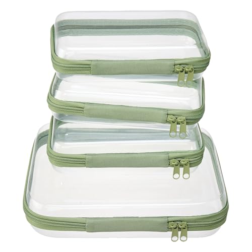 4 pcs Clear Zipper Pouches,Hard Shell Zipper Case, Toiletry Bag for Travel, CLear Diaper Bag, Toiletry Pouch, Travel Organizer, Cosmetic Bag,Toy Storage Bins (M+3S) (Mint Green) - color: Mint Green, size: M+3S