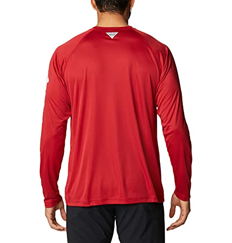 Columbia Men's Collegiate Terminal Tackle Long Sleeve Shirt - color: Ark - Red Velvet/White, size: 1X Tall