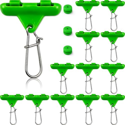 Sinker Slides for Fishing with Weight Bumpers, No Twist Sinker Slide, Clip-On Sinker Slider for Easy Weight Change, Protect Line & Knot Swivels Snaps, Ideal for Catfish Carolina Rig - color: Green, size: 12PCS Sinker Slides + 12PCS Bumper Stops