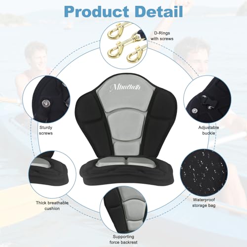 Thickened Kayak Seat,Kayak Seats with Back Support– Cushioned Canoe Backrest with Sit-On-Top Design, Padded Back Support for SUP Paddle Boards, Rafting, Fishing - color: Grey, size: 1 Pcs