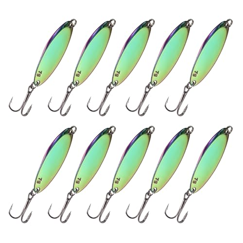 Fishing Spoons Lures, Metal Saltwater Treble Trout Lures Jigging Spoon with Treble Hooks Casting Spinner Baits - color: Colorful, size: 7g / 1/4oz