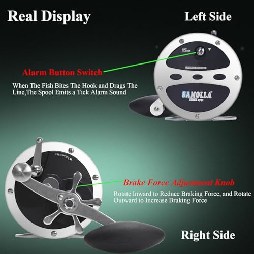 Sea Fishing Reel 44-66 LB Max Drag Saltwater Round Conventional Trolling Reel Aluminum CNC 2.8:1/4.4:1 Gear Ratio 5+1/7+1 Bearings for Tuna Salmon Marlin - color: Black-Right Hand, size: SL600