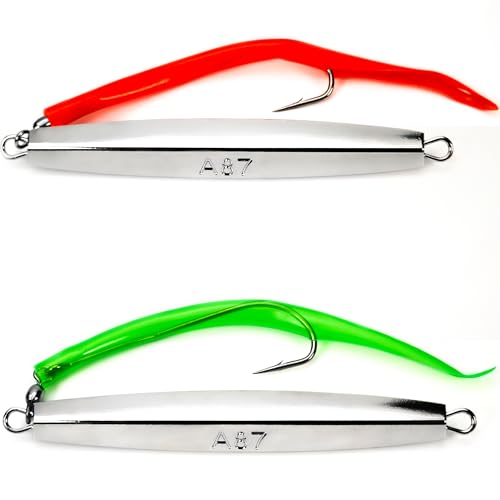 Diamond Jigs Saltwater Fishing Lures Sinking Metal Spoons, Casting Trolling Jigging Lures Bottom Surf Fishing Jigs for Bluefish, Striped bass, Tuna, Salmon, Deep Sea, Ocean - color: 8 oz - 2 Pcs