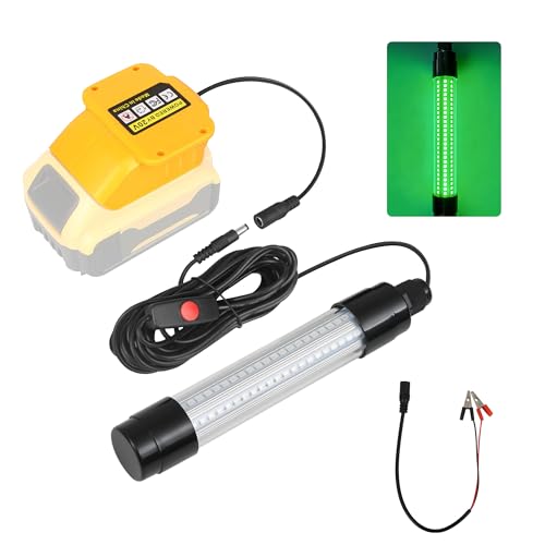 Underwater Green Fishing Light Compatible with Dewalt 20V Battery,Fishing Lights LED Underwater for Crappie and Squid Attracting,13W,1512 lumens,Green Dock Light(No Battery)