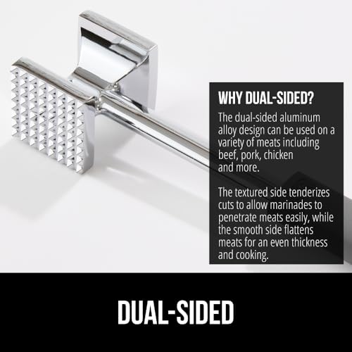 GORILLA GRIP BPA-Free Patented Dual-Sided Meat Tenderizer Tool, Soft Comfortable Handle with Hanging Hole, Heavy Duty Kitchen Mallet for Steak Beef Fish, Chicken Cutlet Pounder, Dishwasher Safe, Black - color: Black