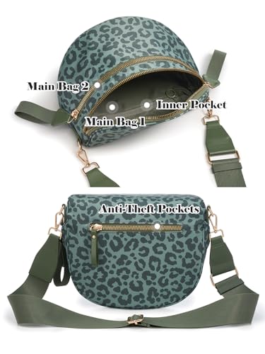 Pure Colour Crossbody Bag Bum Bag for Women,Spacious Purse Fanny Packs Belt Bag,Oversized Bum Bag (Bean Green Leopard Print Bum Bag) - color: Bean Green Leopard Print Bum Bag
