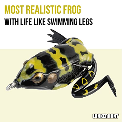 LUNKERHUNT Frog Lure for Bass Fishing | Pocket Frog Fishing Lure 1.75 Inch | Topwater Fishing Lures, Soft Hollow Body, Weedless Hooks for Trout, Pike in Saltwater and Fresh Water - style: Poison Style