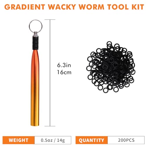 TRUSCEND Gradient Fishing Wacky Rig Tool with Silicone O Rings 210Pcs for 3"-4" and 5"-7" Fishing Worm Lures, Ultra-Smooth Downriggers Tube for Easy Installation and Great Protection of Stick Bait N1 - color: Gradient Gold