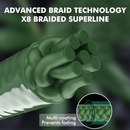 TRUSCEND X8 Braided Fishing Line, Durable and Valuable PE Braid Line for Professional, More Thinner More Smoother Performance for Casting Well, Must-Have Freshwater Fishing Gear, Fishing Gift for Men - color: Moss green, size: 10 LB (300 yards)