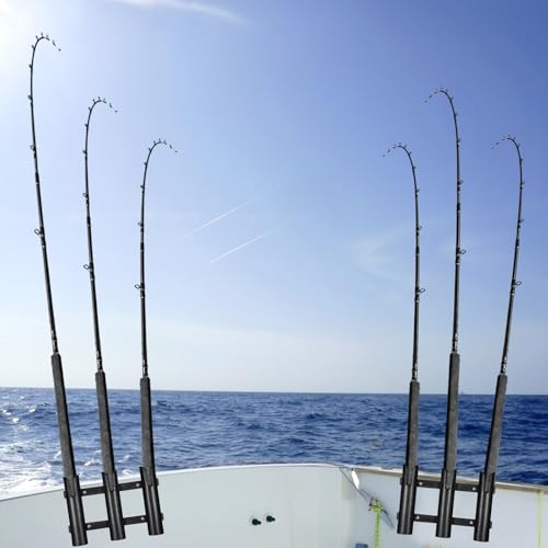 2Pcs Fishing Rod Holders Boat Rod Holders with Screws 3 Rod Rack Wall Mounted Boat Side Mount Tool Holder Portable Fishing Pole Holders for Boat Kayak Garage Cooler Trailer Fishing Boat