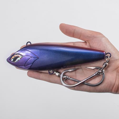 Alwonder High Speed Trolling Lures Up to 17 Knots Saltwater Fishing Lures Sinking Hard Baits 6-3/4”/7.5oz with Heavy-Duty 7/0 Hook Deep Diving Jerkbait Fishing Plug Offshore Lure for Marlin Tuna Wahoo - color: Purple Black