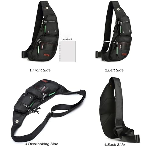 NICGID Sling Bag Chest Shoulder Backpack Crossbody Bags Casual Daypack for Men Women (Black-2854) - color: Black-2854