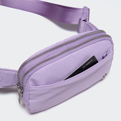 Pander Everywhere Belt Bag for Women, 5 Zipper Pockets Nylon Crossbody Fanny Pack Purse (Lilac Purple). - color: Lilac Purple