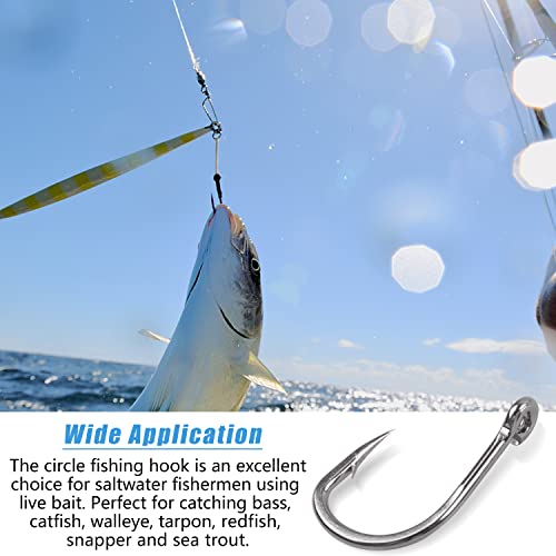 Live Bait Hook Saltwater, 30Pcs Catfish Circle Hooks 2X Strong Stainless Steel Fishing Hooks 1/0-12/0 - size: 6/0-30pcs
