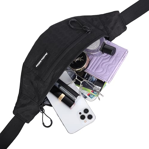 Ultra-light Crossbody Fanny Pack for Women Men Waist Belt Bag with 3 Zippered Pockets for Hiking, Running, Cycling, Outing (Classic Black) - color: Classic Black