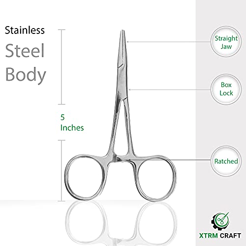 Mosquito Hemostat Locking Forceps 5 Inches, Straight Stainless Steel - Multipurpose Ideal Hemostats for Nurses, Fishing Forceps, Crafts and Hobby - size: 5", style: Straight