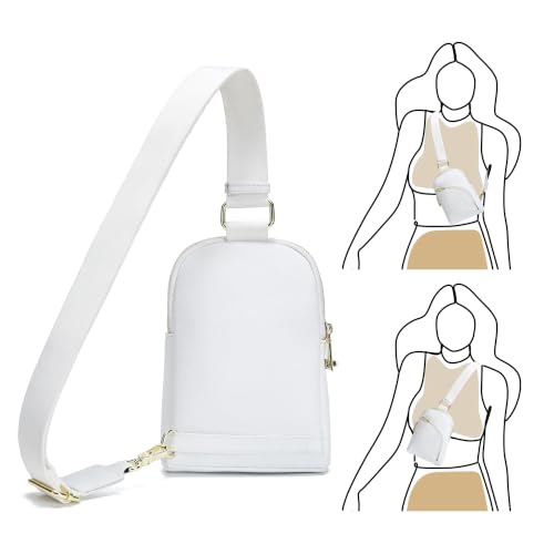 INICAT RFID Blocking Sling Bag, Anti Theft Crossbody Bag for Women Compact Travel Purses Leather - color: White Soft