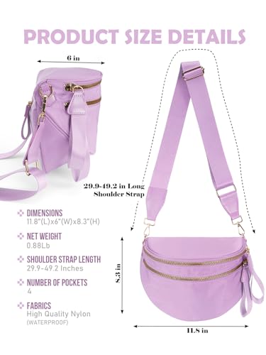 Pure Colour Crossbody Bag Bum Bag for Women,Spacious Purse Fanny Packs Belt Bag,Oversized Bum Bag (Colour Bum Bag-Light Purple) - color: Colour Bum Bag-Light Purple