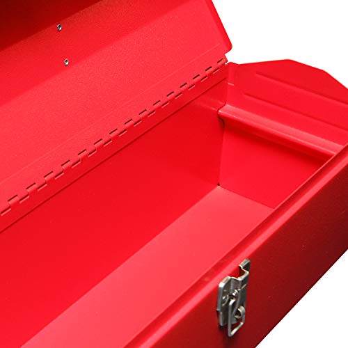 BIG RED TB101 Torin 19" Hip Roof Style Portable Steel Tool Box with Metal Latch Closure and Removable Storage Tray, Red, 19.1" x 6.1" x 6.5" - color: Red, size: 19.1" x 6.1" x 6.5"