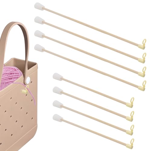 8 Sets Yarn Spinner Compatible with Bogg Bag, 2 Sizes Portable Wood Creative Yarn Holder with Silicone Cap, Wood Yarn Organizer for Crochet Knitting, Gift for Crochet Lovers (Bag Not Included)