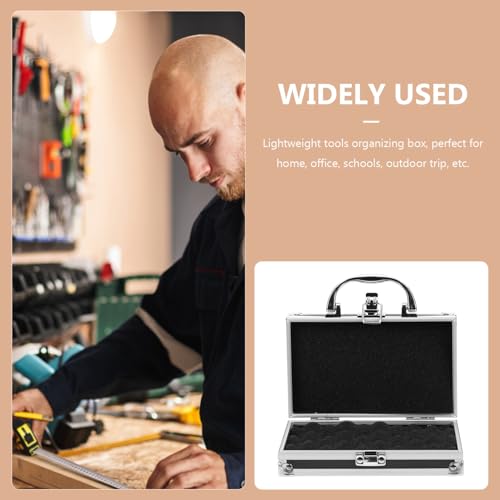 DOITOOL Aluminum Alloy Toolbox Portable Tool Storage Box Organizer with Large Capacity and Reinforced Handle for Tools and Accessories 7 X 7 X 7 Inches