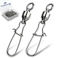 FishTrip Snap Swivels 30Pack Ball Bearing Fishing Swivels Saltwater 0#-10# Duo Lock Barrel swivels Fishing Clips Swivels Fishing Tackle - size: Size4 (90lbs) 30pcs