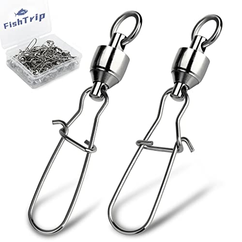 FishTrip Snap Swivels 30Pack Ball Bearing Fishing Swivels Saltwater 0#-10# Duo Lock Barrel swivels Fishing Clips Swivels Fishing Tackle - size: Size6 (180lbs) 30pcs