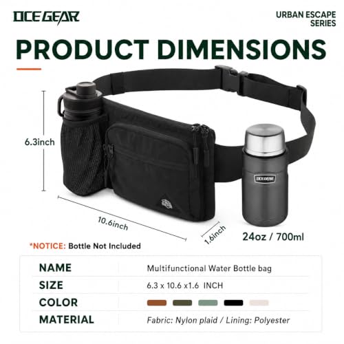 Waist Pack with Water Bottle Holder for Men Women Waist Bag Running Waist Pack Waterproof for Outdoor Travel Cycling Climbing Walking Fit All Phones (Bottle Not Included)(Black) - color: black