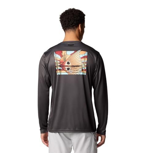 Columbia Men's Terminal Tackle PFG Fish Shine Long Sleeve - color: Shark/Pfg Redfish Shine, size: Large